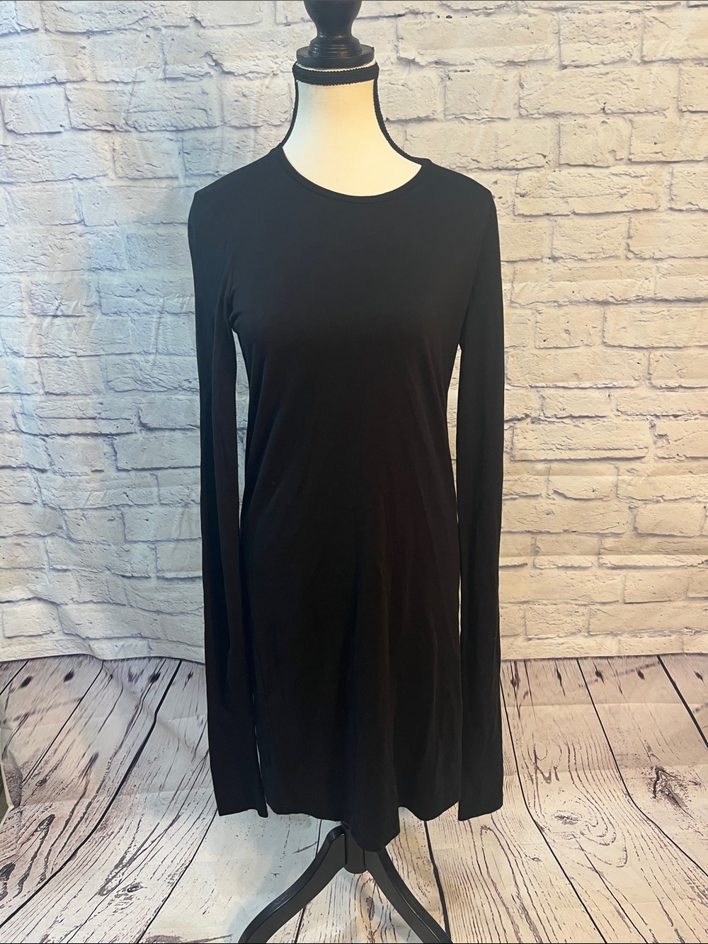 Acne Studios T-shirt Dress Black Signature Long Sleeves Small Cotton Portugal